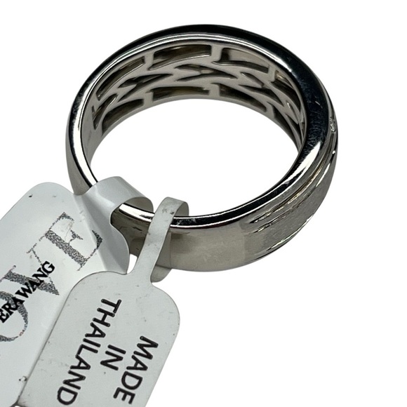 Vera Wang Men's 1/20 CT. T.W. Diamond Four Stone Wedding Band in 14K White Gold - Picture 9 of 14